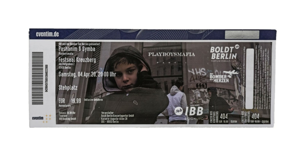 Concert ticket Festsaal Kreuzberg, 4. April 2020.