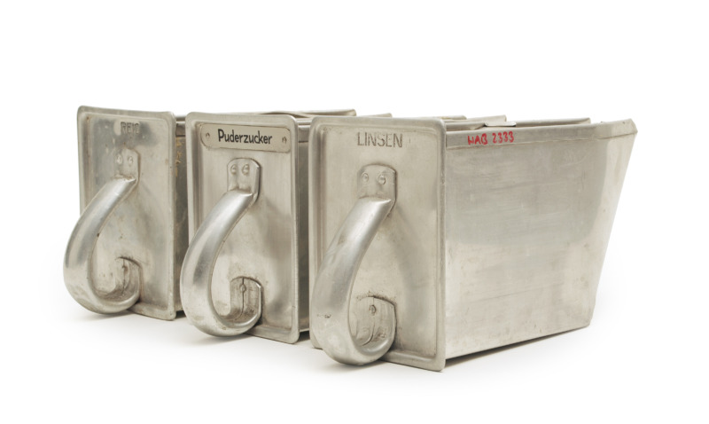 Aluminium drawers, in german called "Schütten" for the "Frankfurt kitchen" by Margarete Schütte-Lihotzky